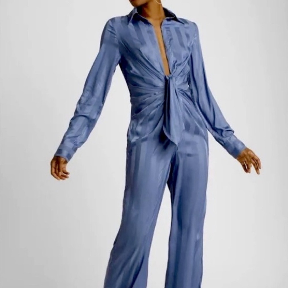Chic Satin Blue Jumpsuit